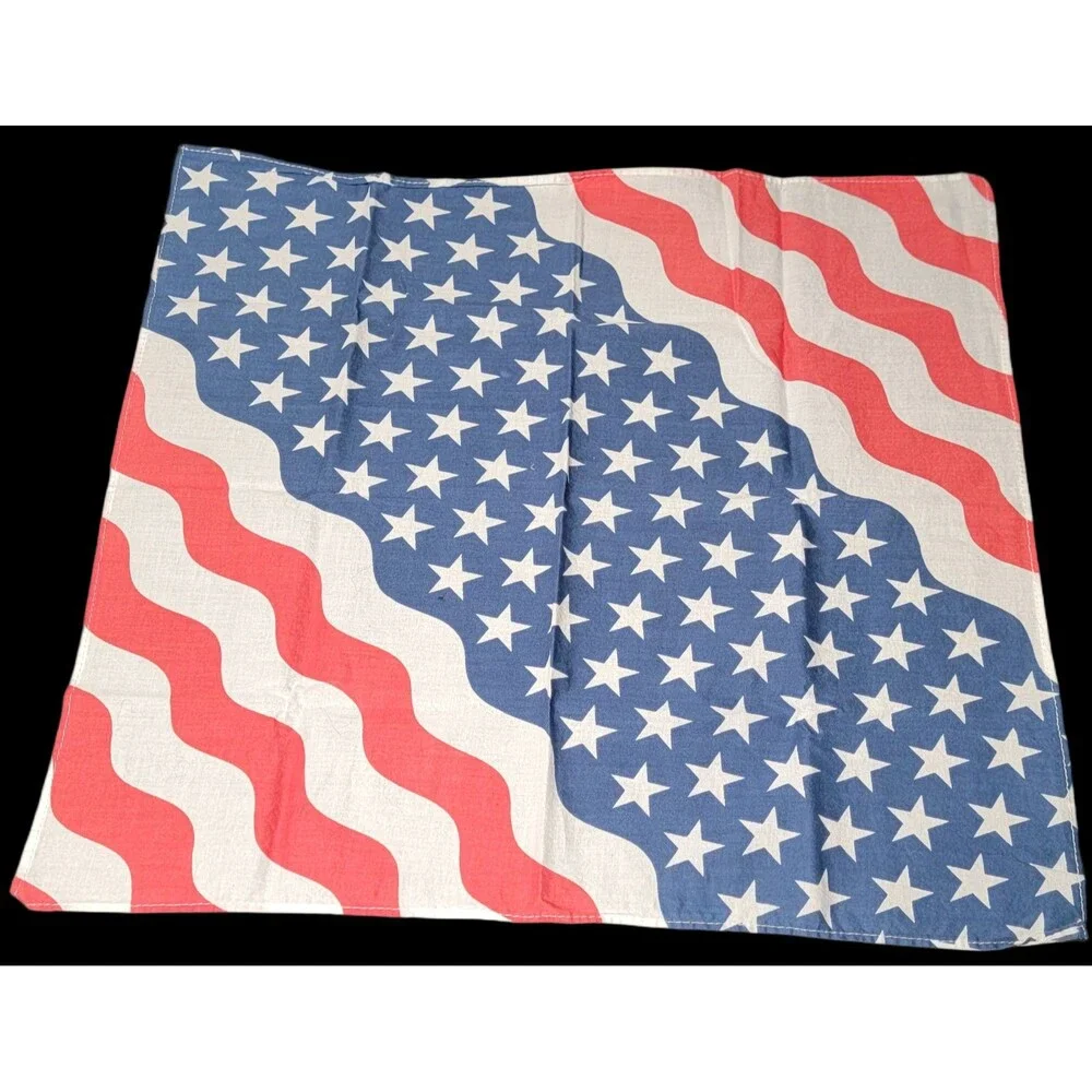 Set of 4 Cotton Bandanas - Red Paisley, USA Flag, Camo for Bikers, 22